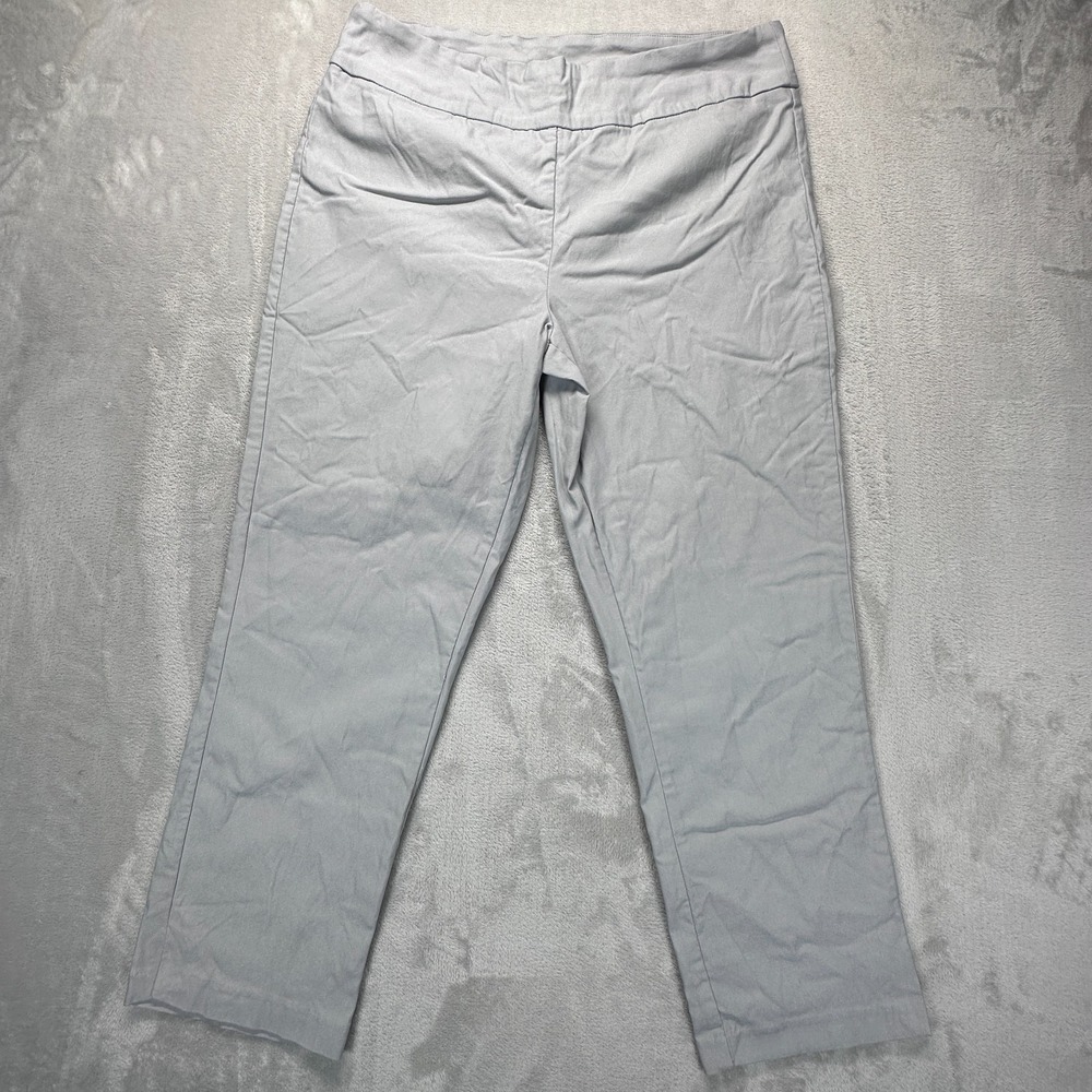 Tribal Cropped Pants Womens 16 Gray Stretch High Rise Ankle Slit Straight Leg